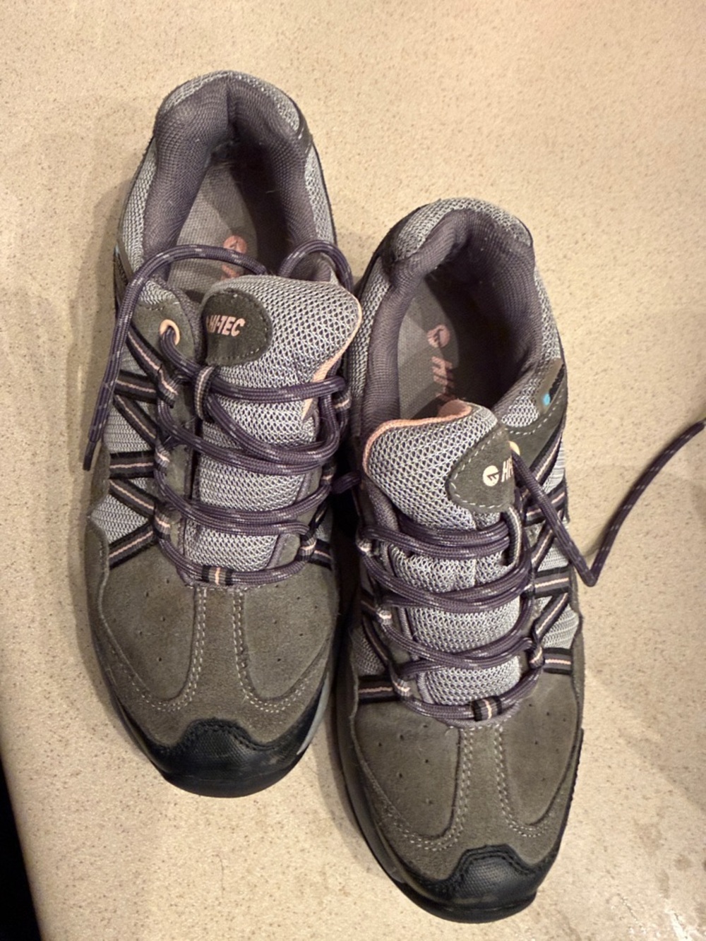 Hi-Tec Women's Gray with pink trim Trail Trainers Florence Low WP WOS